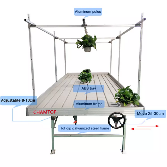 Greenhouse 4x8ft Plastic Grow Tables Ebb And Flow Table Hydroponics System Rolling Bench For Leafy Vegetable Flower